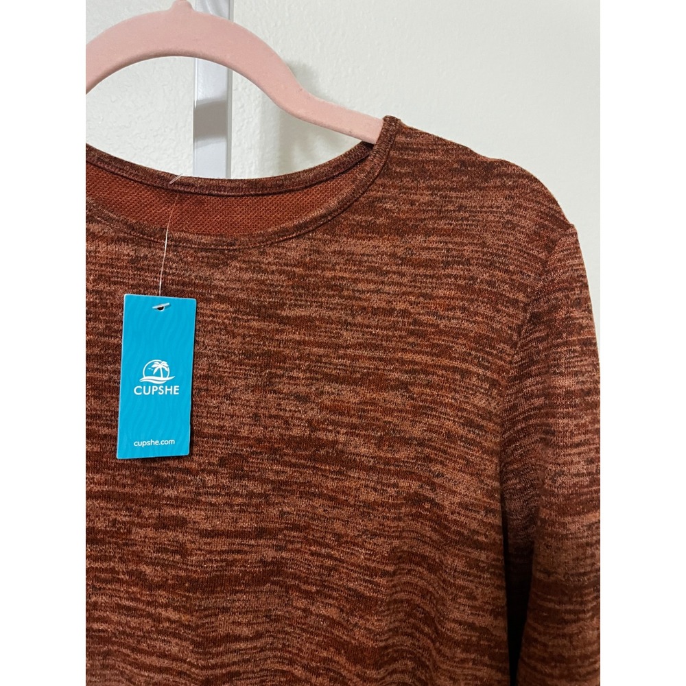 NWT Cupshe Tiered Scoop Neck Sweater Mini Dress Brown Medium Boho - Picture 3 of 9